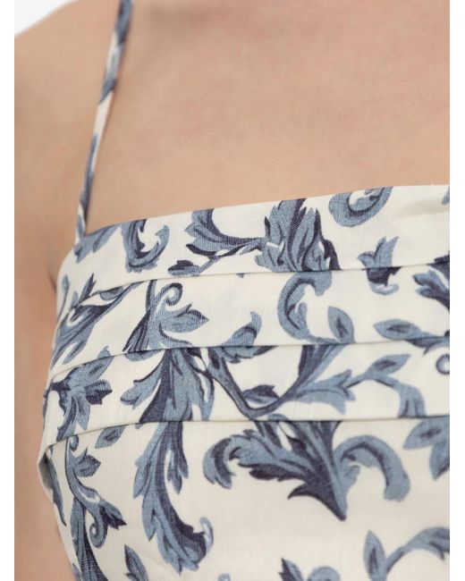 Posse White Rue Baroque-Print Strappy Midi Dress