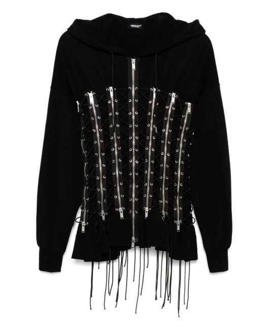 Undercover Black Eyelet Hoodie