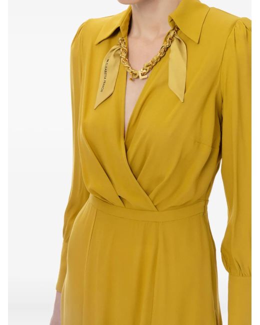 Elisabetta Franchi Midi-Jurk Met Sjaal in het Yellow