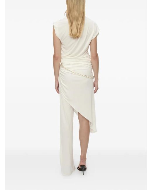 Christopher Esber White Crystal Cable-Chain Draped Trousers