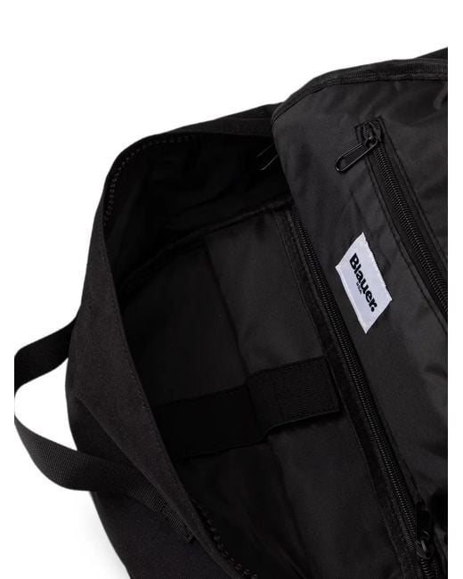 Blauer Black Logo-Print Zip-Fastening Backpack for men
