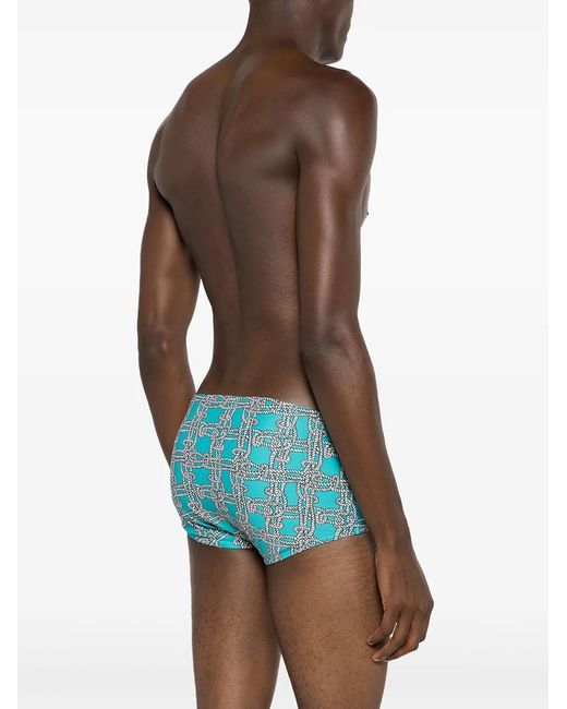 Amir Slama Blue Graphic-Print Swimming Trunks for men