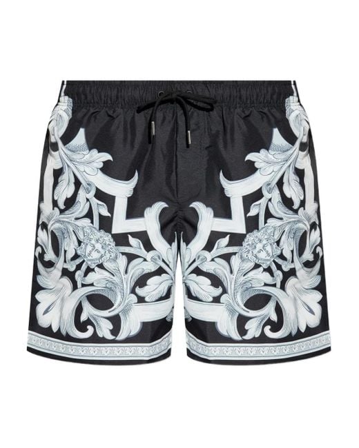 メンズ Versace バロッコ トランクス水着 Black