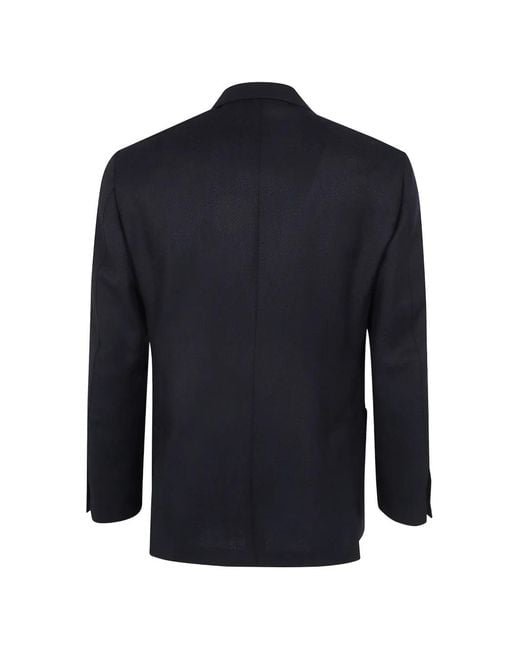 Lardini Blue Herringbone-Pattern Single-Breasted Blazer for men