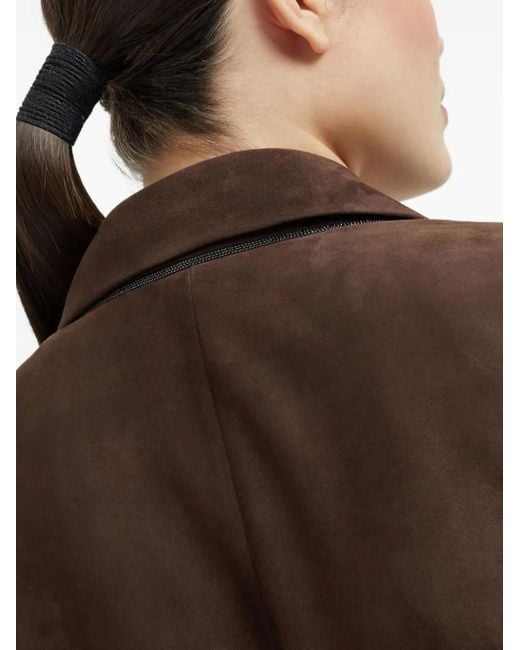 Brunello Cucinelli Brown Peak Lapel Suede Blazer