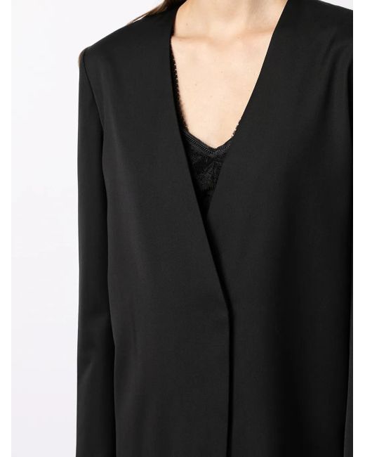 Goen.J Black Silk-Wool Blend Wrap Blazer