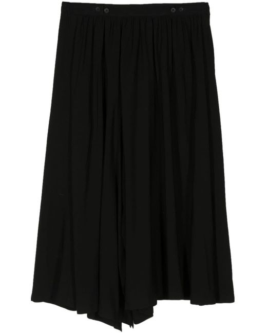 Yohji Yamamoto Black Pleated Asymmetric Skirt