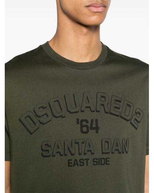 DSquared² Green Santa Dan Cotton T-shirt for men