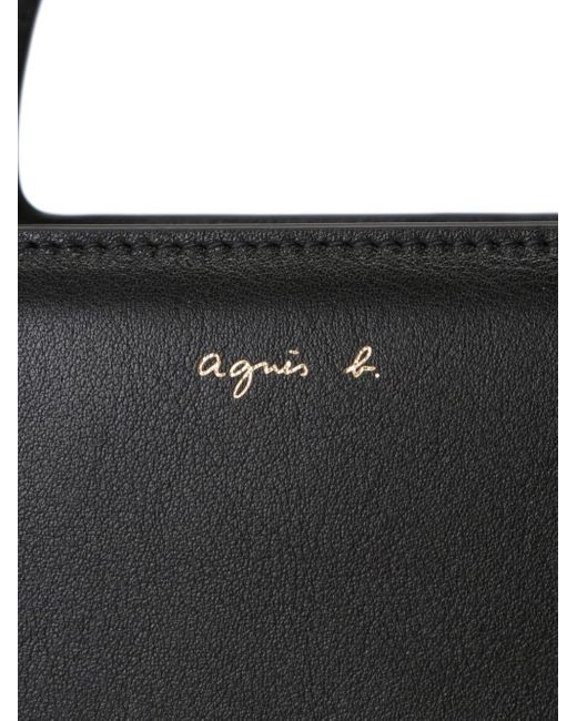 Agnes B. Black Logo-stamp Leather Crossbody Bag