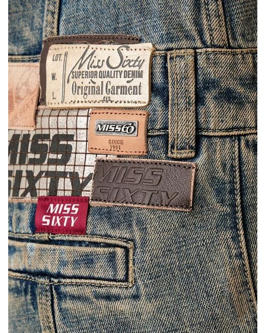 Miss Sixty Black Patchwork-Logo Denim Playsuit
