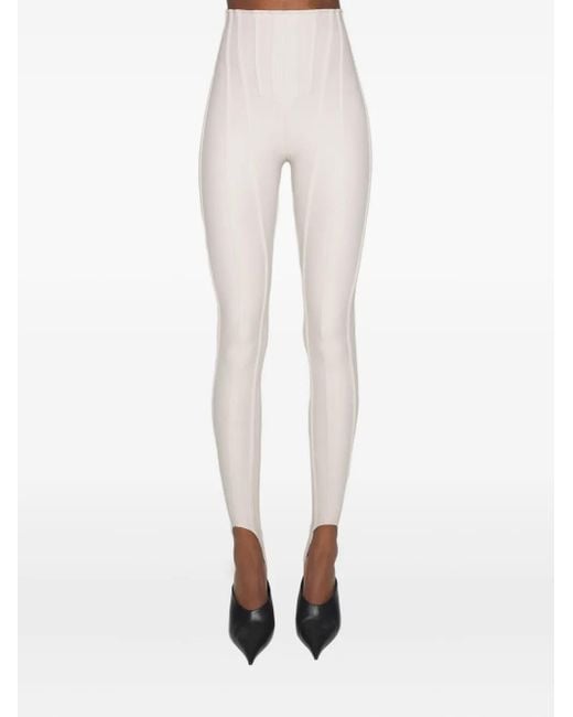Mugler White Seam-Detail Panelled Leggings