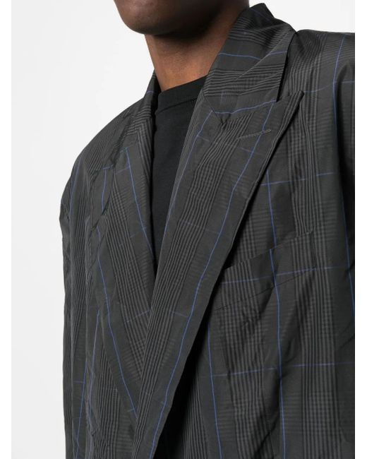 Balenciaga Gray Prince Of Wales Check Trench Coat for men