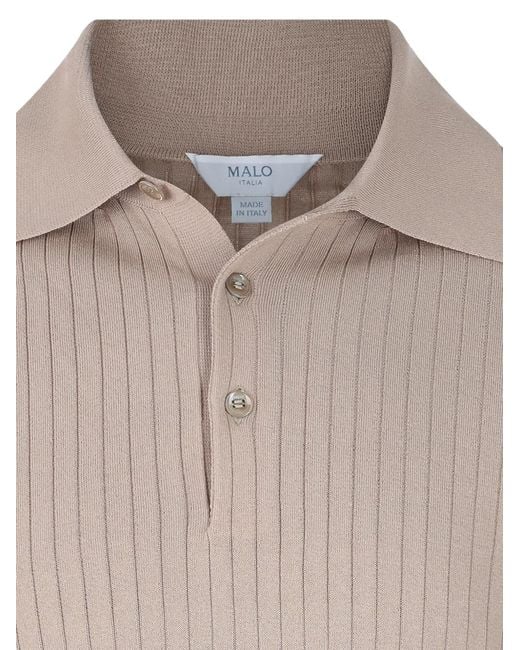 Malo Gray Makò Ribbed-Knit Polo Shirt for men