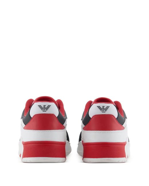 EA7 White Colour-Block Sneakers for men