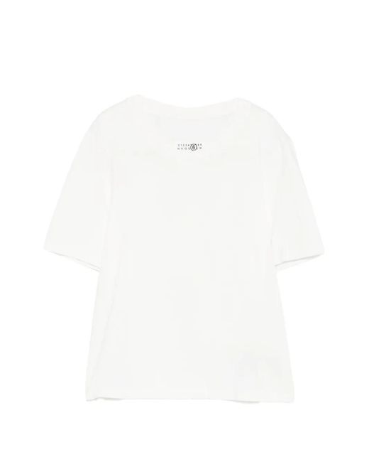 MM6 by Maison Margiela White Logo-Print T-Shirt