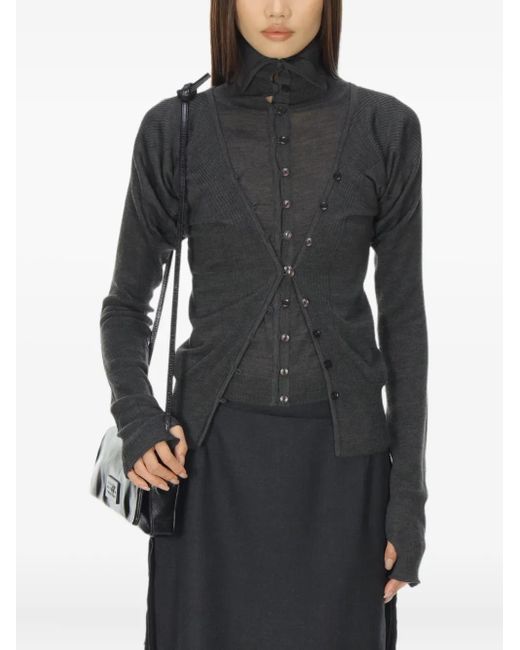 Low Classic Black Layered Fitted Cardigan