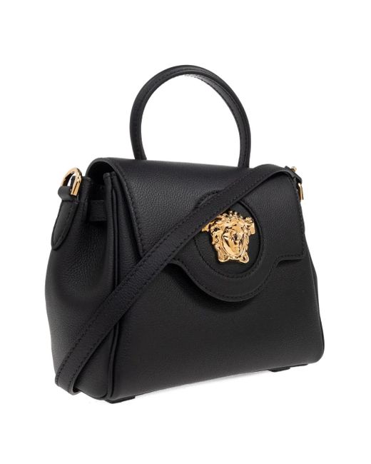 Versace Black Medusa Head-Plaque Top-Handle Bag