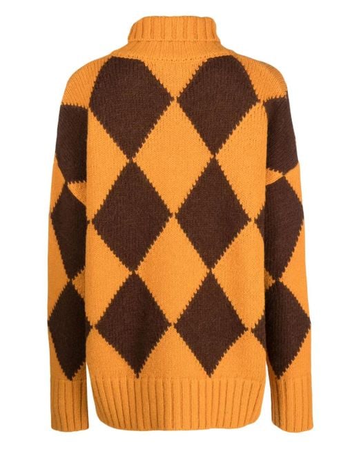 LaDoubleJ Orange Argyle Sweater