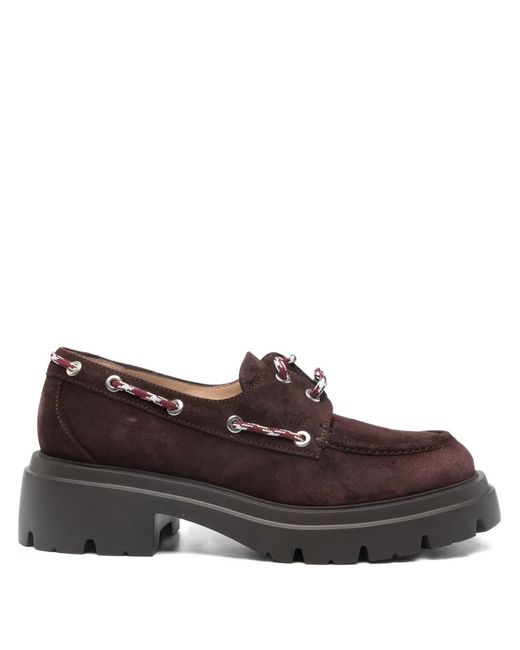 Stuart Weitzman Brown 50Mm Lace-Up Platform Loafers