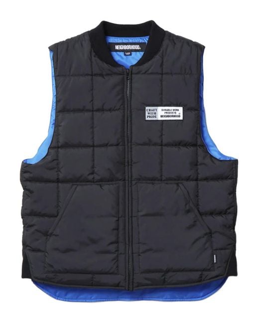 Neighborhood Blue Quilted Zip Gilet for men