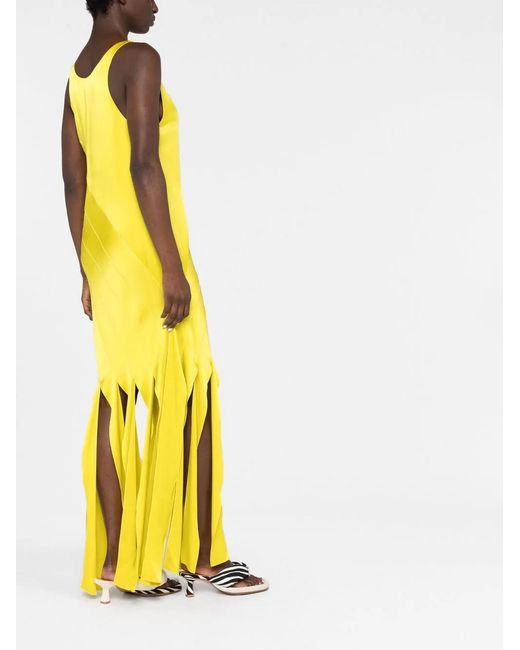 Stella McCartney Yellow Fringe-Hem Sleeveless Dress