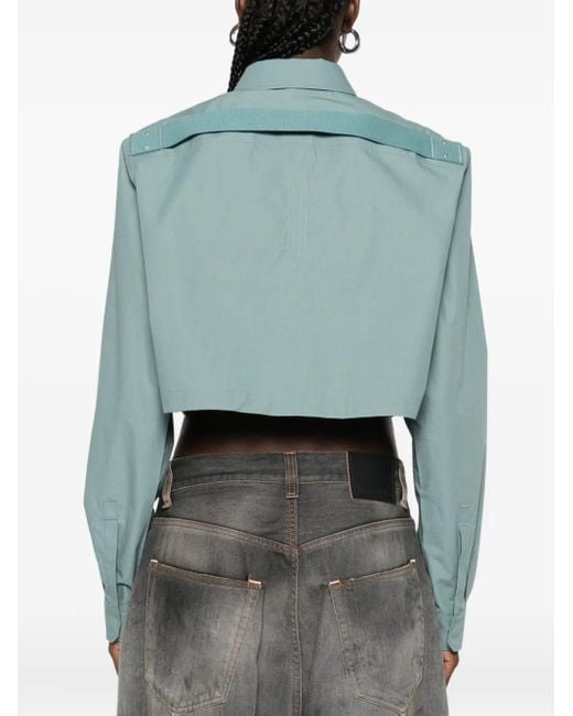 Camicia A Maniche Lunghe Crop di Rick Owens in Blue