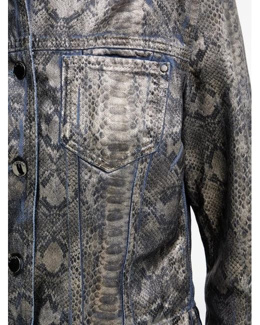 Guess Gray Snake-Print Buttoned Jacket