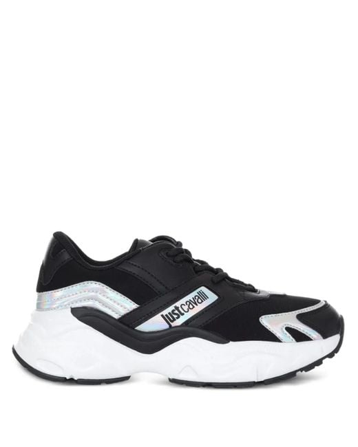 Just Cavalli Black Iridescent-Panelled Sneakers