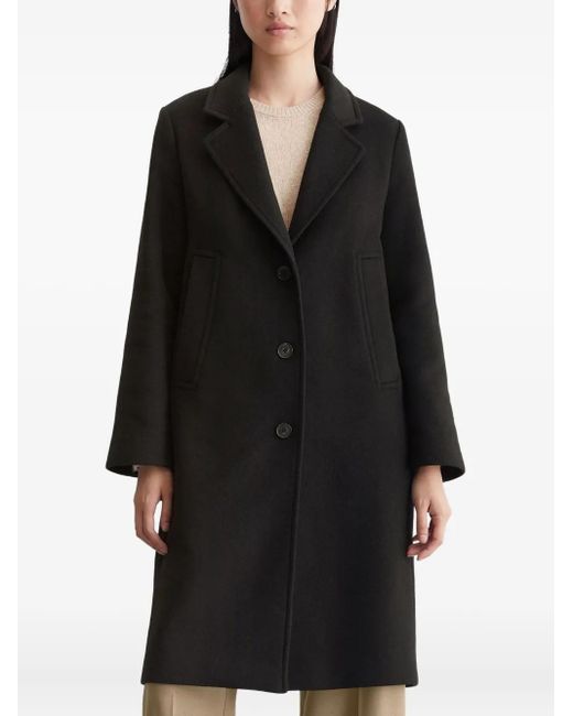 Marc O' Polo Black Single-Breasted Wool Coat