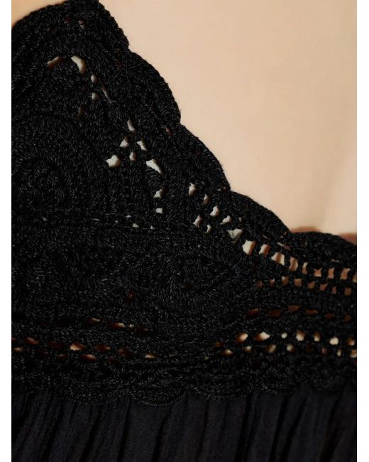 Ulla Johnson Black Linnea Tassel Crochet Midi Dress