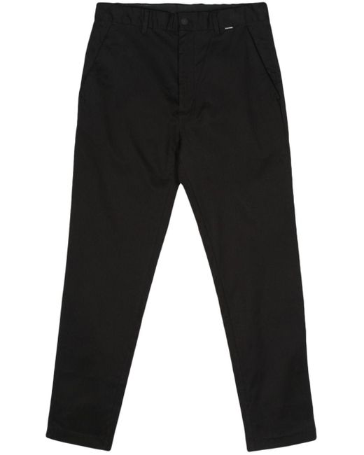 Calvin Klein Black Logo-tag Tapered-leg Trousers for men