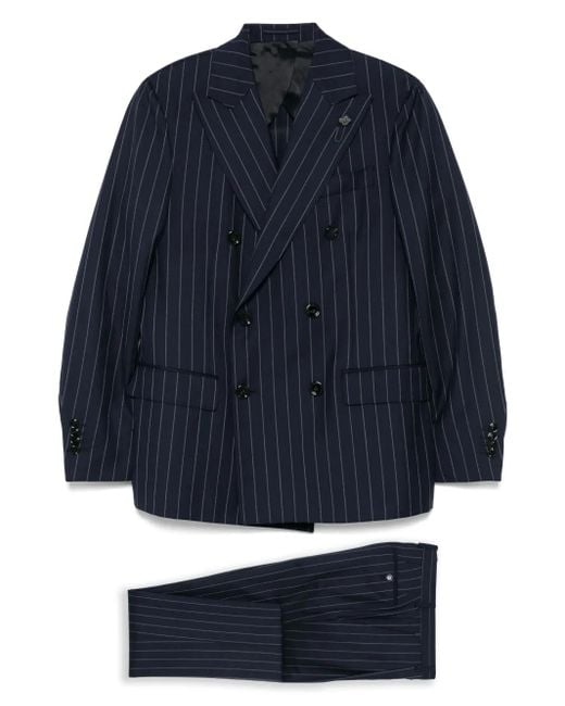 メンズ Lardini ストライプ スーツ Blue
