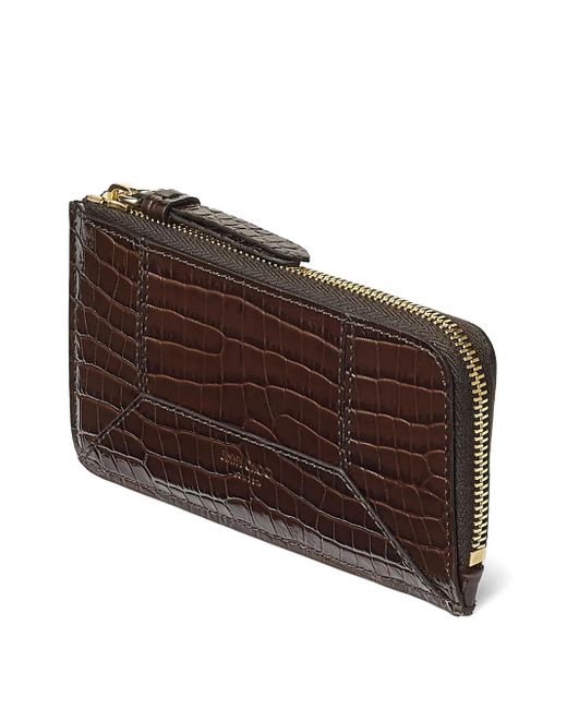 Jimmy Choo Brown Lise-Z Crocodile-Effect Zip-Around Wallet
