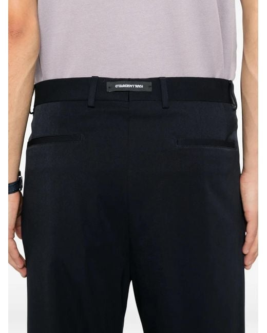 Karl Lagerfeld Black Smooth Pleated Wide-Leg Trousers for men