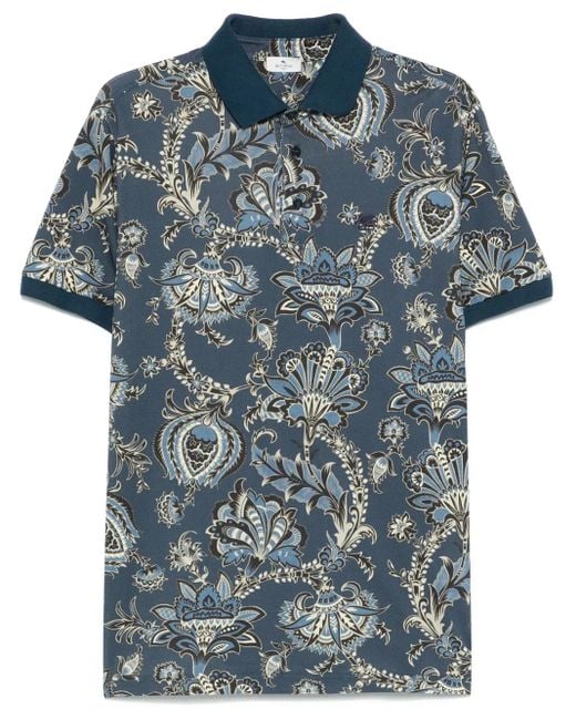 Etro メンズ ブルー ペイズリー ポロシャツの通販はau PAY マーケット