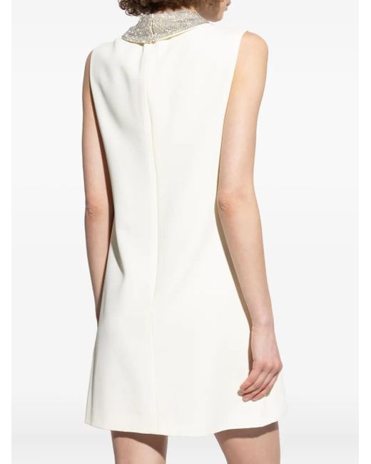 Vestido corto con apliques en el cuello Versace de color White