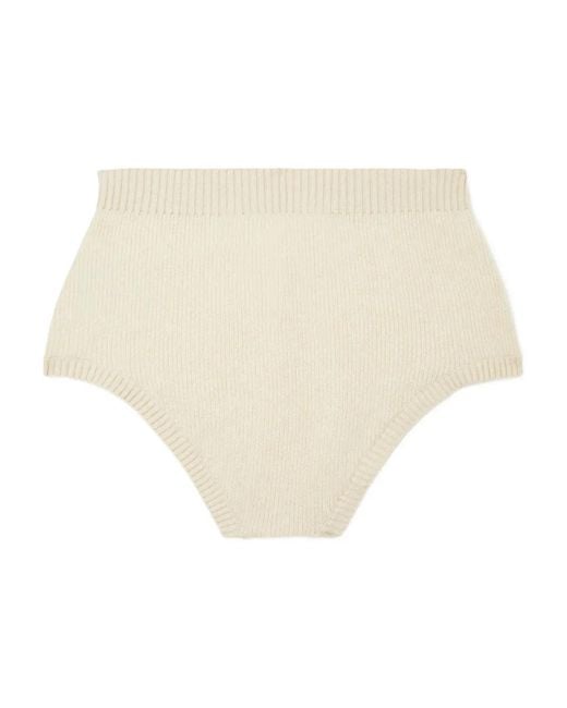 Alanui Natural Ribbed Cashmere Shorts