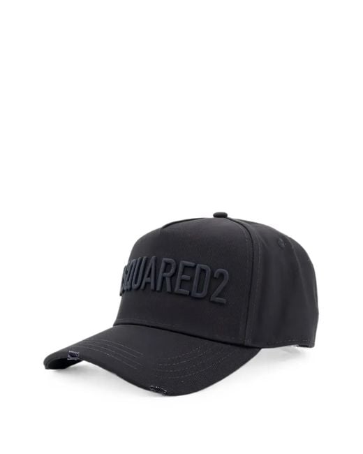 DSquared² Blue Distressed Logo-Patch Baseball Cap for men