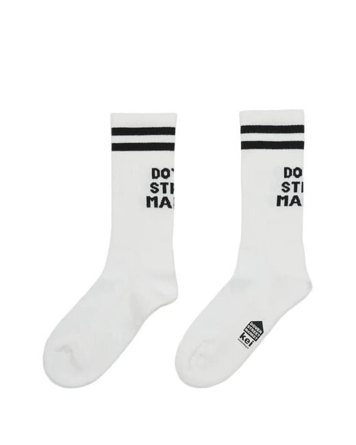 Dover Street Market White Logo-Intarsia Striped Socks