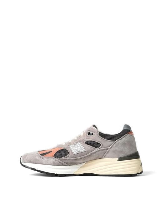 New Balance White 991V2 Mesh Sneakers