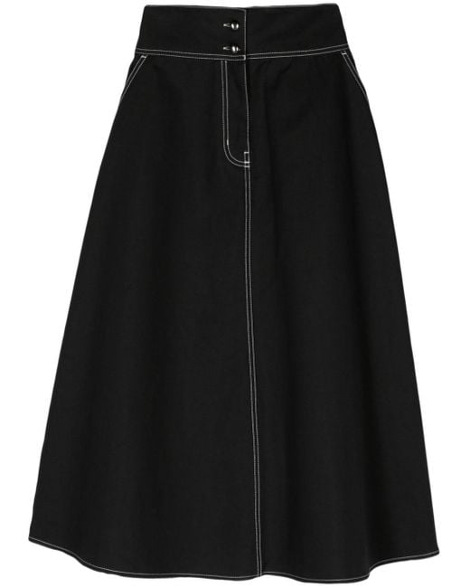 Max Mara Black Yamato A-line Midi Skirt