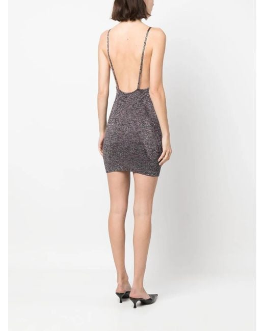 Gcds Gray Lurex Mini Dress