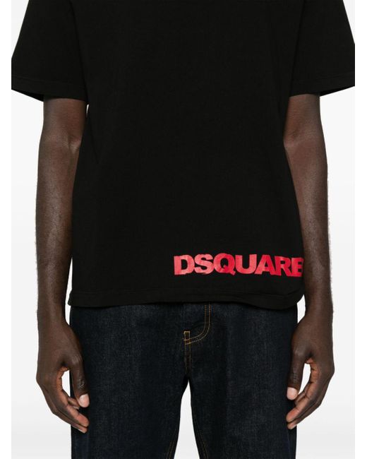 Logo-print cotton T-shirt DSquared² pour homme en coloris Black