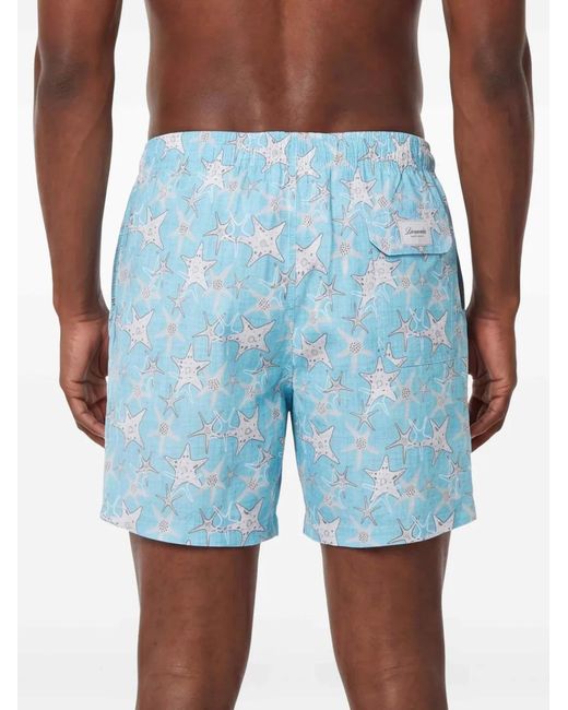 Drumohr Blue Starfish-Print Swim Shorts for men