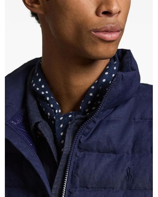 Polo Ralph Lauren Blue Quilted Linen Gilet for men
