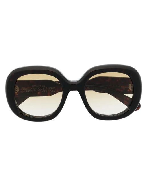 Chloé Black Logo-Print Oversized-Frame Sunglasses