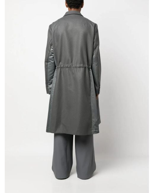 Sacai Gray Drawstring Wool Trench Coat for men