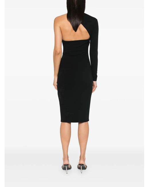 Karl Lagerfeld Black Asymmetric Jersey Midi Dress