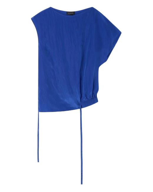 Lee Mathews Blue Drawstring Asymmetric Blouse