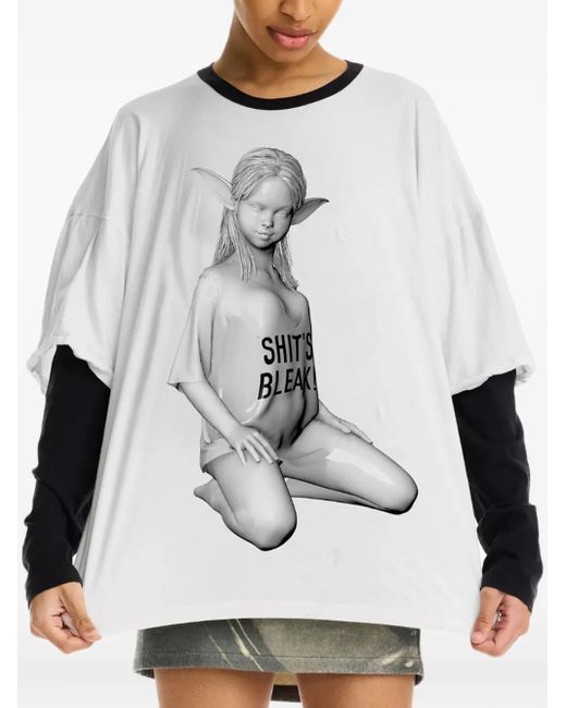 Maisie Wilen Gray Statue-Print T-Shirt
